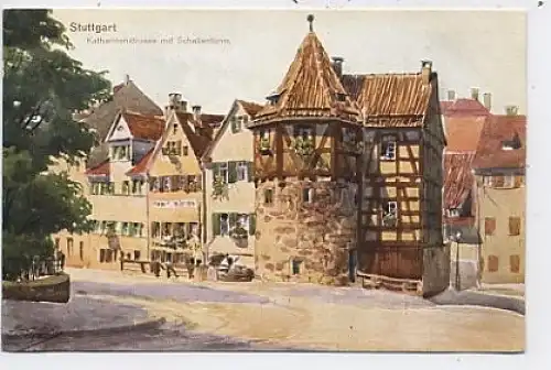 Stuttgart-Katharinenstraße mit Schellenturm ngl 38.532