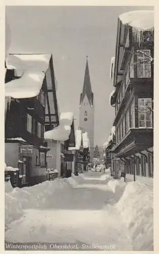 Oberstdorf Straßenpartie im Schnee Kirche gl1951 66.624