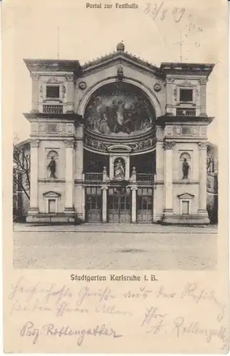 Karlsruhe Stadtgarten Portal Festhalle gl1909 25.550