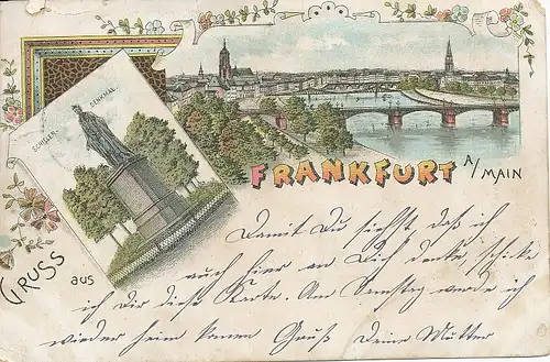 Frankfurt a.M. Litho Schiller-Denkmal gl1900 131.864