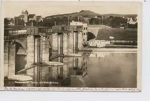 Neckarsulm. Partie mit Wehrbrücke gl1928 36.980