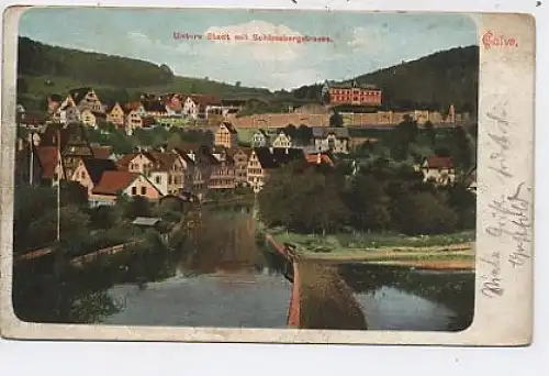 Calw-Untere Stadt mit Schloßbergstraße gl1908 38.959