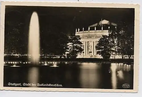 Stuttgart - Landestheater bei Nacht feldpgl1940 36.529