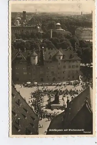 Stuttgart - Schillerplatz mit Wochenmarkt gl1940 38.919