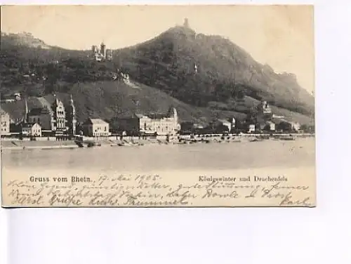 Gruß vom Rhein Königswinter Drachenfels gl1905 19.267