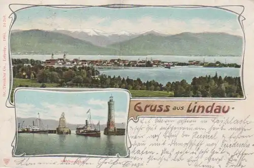 Lindau Grusslitho Hafeneinfahrt Total gl1904 66.701