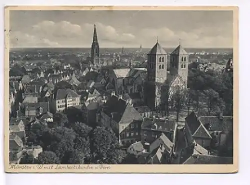 Münster i.W. mit Lambertikirche und Dom gl1940 18.788