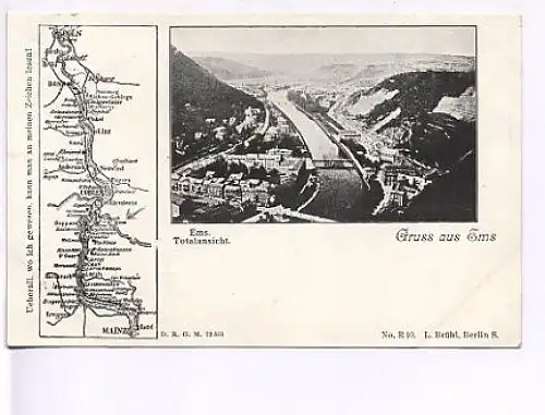 Gruß aus Ems mit Karte u.Totalansicht ngl 18.054