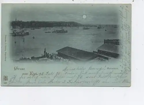 Kiel Mondschein-Gruß Hafenbild gl1898 44.119