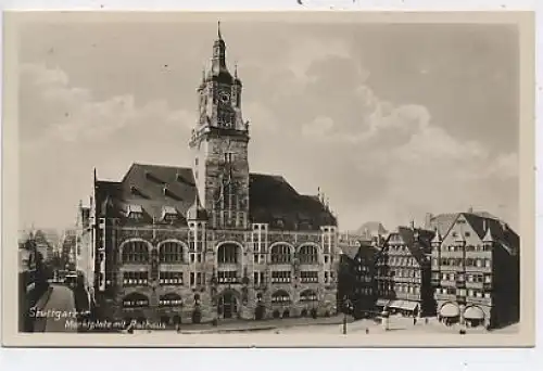 Stuttgart - Marktplatz mit Rathaus gl1928 37.198