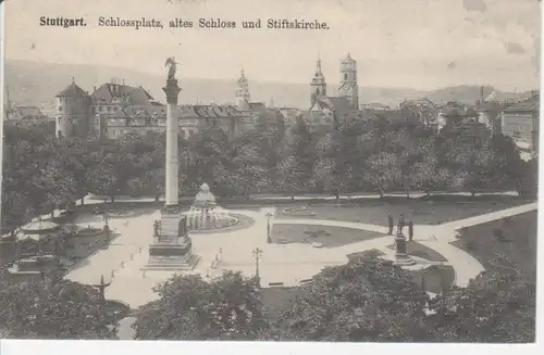 Stuttgart-Schloßplatz,Schloß,Stiftskirche gl1906 60.350