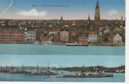 Kiel Panorama mit Rathausturm feldpgl1916 70.777