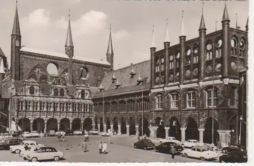 Lübeck Marktplatz mit Rathaus Fotokarte ngl 70.824