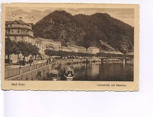 Bad Ems Lahnstraße mit Bäderley gl1925 18.040
