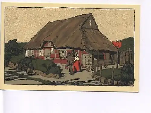 Schleswig-Holstein Steindruck Bauernhaus ngl 19.355