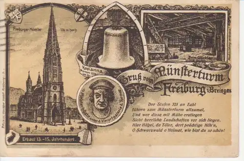 Gruß vom Münsterturm-Freiburg i. Breisgau gl1927 60.409