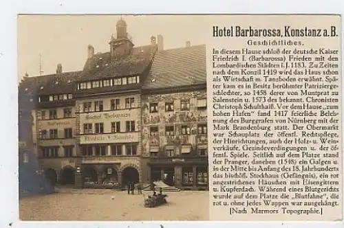 Konstanz Obermarkt Hotel Barbarossa ~1910 ngl 40.824