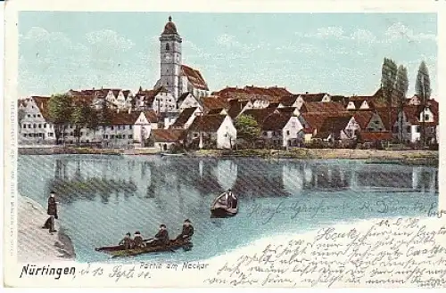 Nürtingen Partie am Neckar Litho gl1904 B1.482