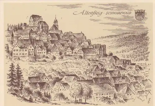 Altensteig Stadtpanorama L. Schäfer-Grohe ngl 83.533