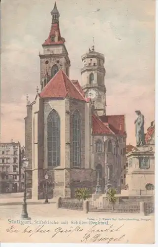 Stuttgart-Stiftskirche ,Schiller-Denkmal gl1903 60.352