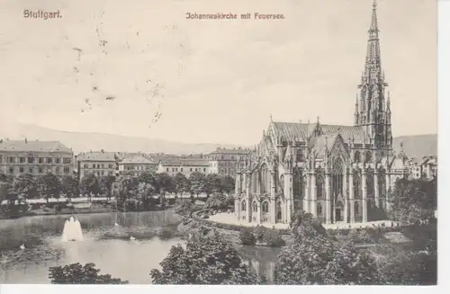 Stuttgart - Johanneskirche mit Feuersee gl1910 60.354