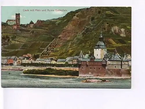 Caub mit Pfalz und Ruine Gutenfels ngl 17.950