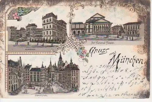 München Litho Theater Academie Marienpl. gl1898 71.602