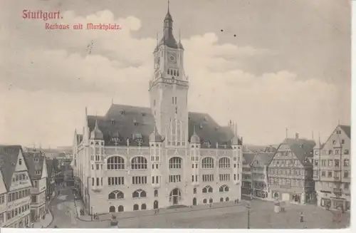 Stuttgart Rathaus mit Marktplatz gl1907 71.498