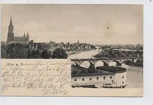 Ulm Gesamtansicht Donaupartie feldpgl1914 31.075