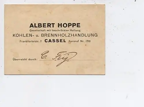 Kassel - Albert Hoppe, Brennholzhandlung ngl 13.475