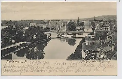 Heilbronn a. N. -Neckarpartie mit Brücke gl1904 31.885