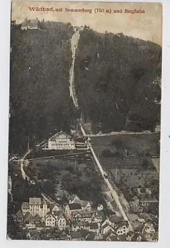 Wildbad mit Sommerberg und Bergbahn feldpgl1916 31.942