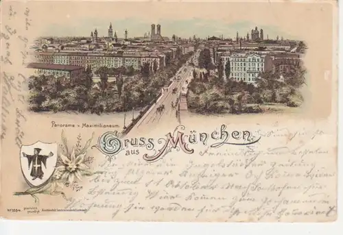 München Litho Panorama v. Maximilianeum gl1898 71.706