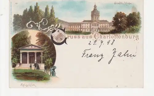 Charlottenburg Litho Mausoleum Stadtschl. gl1898 13.857
