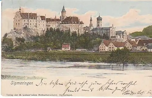 Sigmaringen Das Schloß über der Donau gl1901 B1.508