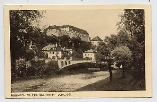 Tübingen - Alleenbrücke mit Schloß gl1913 31.995