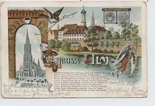 Gruß aus Ulm - Teilansicht, Gedicht gl1912 31.963