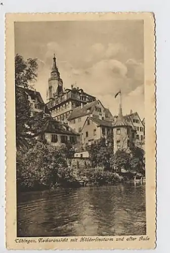 Tübingen Neckaransicht Hölderlinturm feldpgl1917 31.212