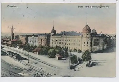 Konstanz a.B. - Post- und Bahnhofsgebäude gl1910 32.074