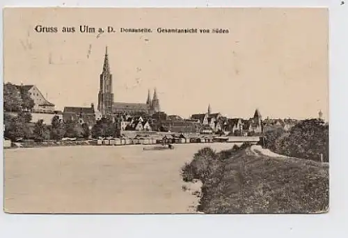 Ulm Donauseite Total von Süden gl1908 31.068