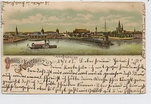 Gruß aus Konstanz - Teilansicht, Hafen gl1903 32.092