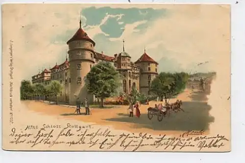 Stuttgart Das Alte Schloß Litho gl1895 40.938