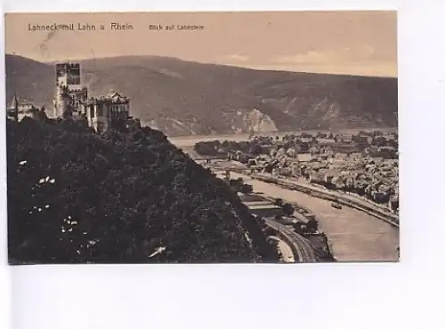 Lahneck mit Lahn, Rhein und Lahnstein gl1912 19.549