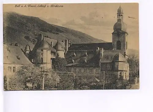 Zell a.d.Mosel Schloß und Kirchturm gl1930 17.646