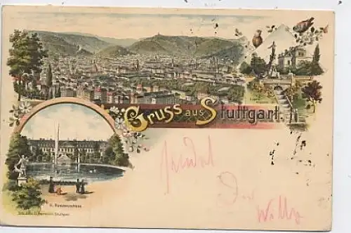 Stuttgart Grußlitho 3 Bilder gl1897 40.936