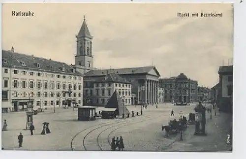 Karlsruhe Markt mit Bezirksamt ngl 36.021