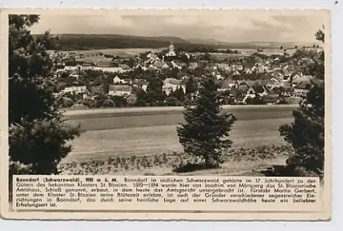 Bonndorf Schwarzwald Ansicht mit Hostorie gl1939 30.773