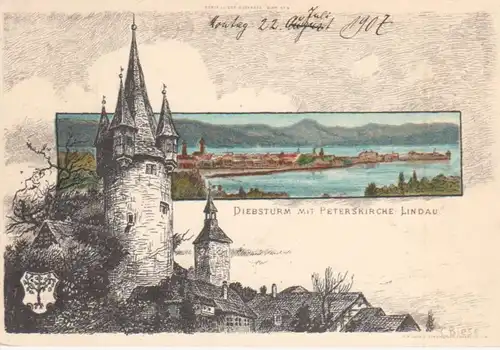 Diebsturm mit Peterskirche Lindau ngl 72.059