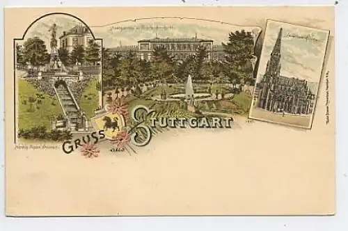 Stuttgart Grußlitho 3 Bilder ngl 40.943