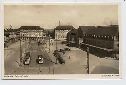 Karlsruhe Bahnhofsplatz Droschken feldpgl1940 30.708